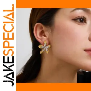 Stainless Steel Two-Tone Flower Earrings