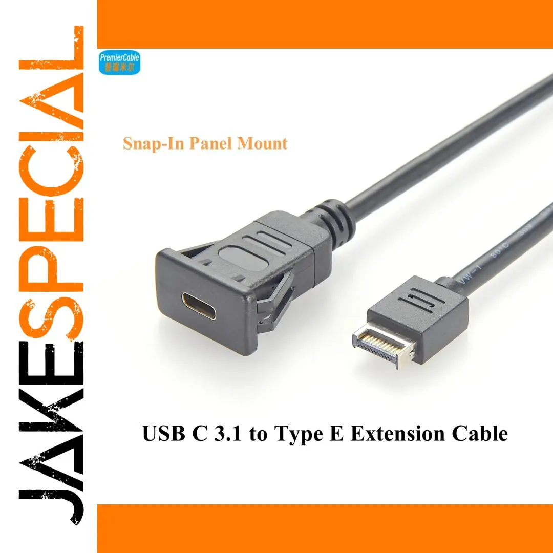 Panel Mount USB C Extension Cable, 0.6m 1 Panel Mount USB C Extension Cable, 0.6m