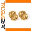 Gold-Tone Stainless Steel Wave Earrings for Women