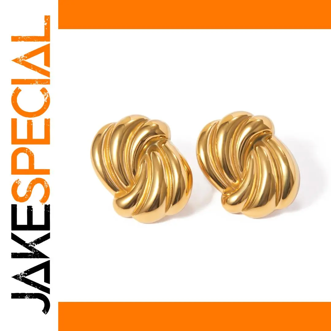 Gold-Tone Stainless Steel Wave Earrings for Women 1 Gold-Tone Stainless Steel Wave Earrings for Women