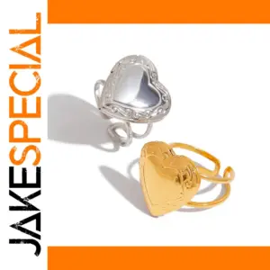 Stainless Steel Heart Ring with Gold Finish