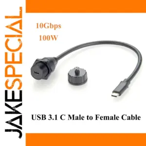 IP67 USB-C Extension Cable 0.3m for Waterproof Connection