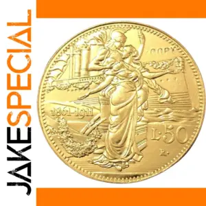 1911 Italian 50 Lire Coin Replica with Gold Finish