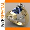 Elegant Blue Gem Women's Gold Ring with Zircons