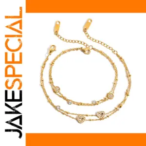 Elegant Gold-Tone Stainless Steel Beaded Bracelet