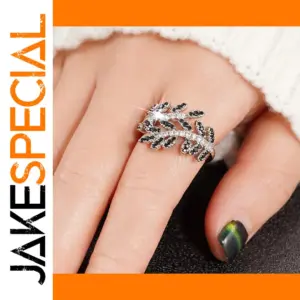 Vintage Leaf Sterling Silver Ring with Cubic Zirconia