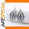 Vintage Silver Drop Earrings with Floral Motifs