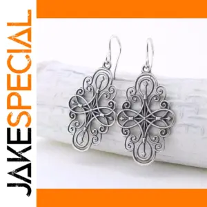 Vintage Silver Drop Earrings with Floral Motifs