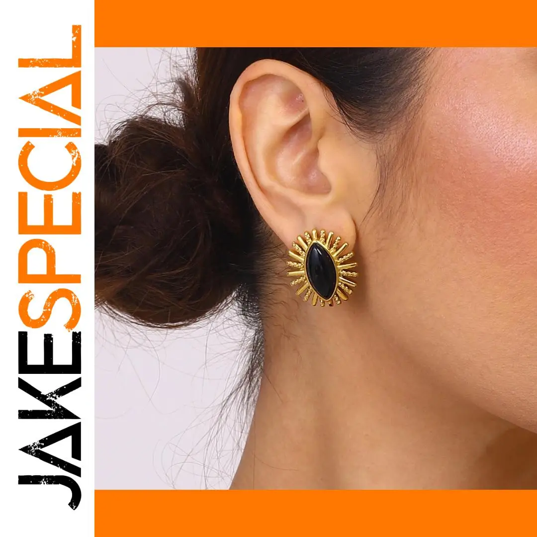 Bold Gold Stainless Steel Sunburst Earrings 1 Bold Gold Stainless Steel Sunburst Earrings