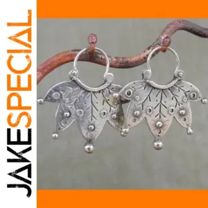 Silver Leaf Drop Earrings for Women