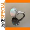 Trendy Geometric Cocktail Ring with Opal & Zircons