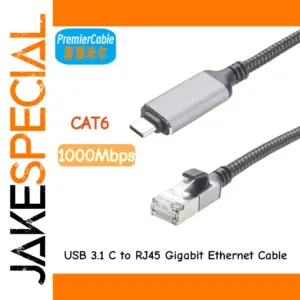 2m USB-C to Ethernet Gigabit Cable for Laptops