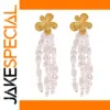 Gold Stainless Steel Floral Earrings with Pearls
