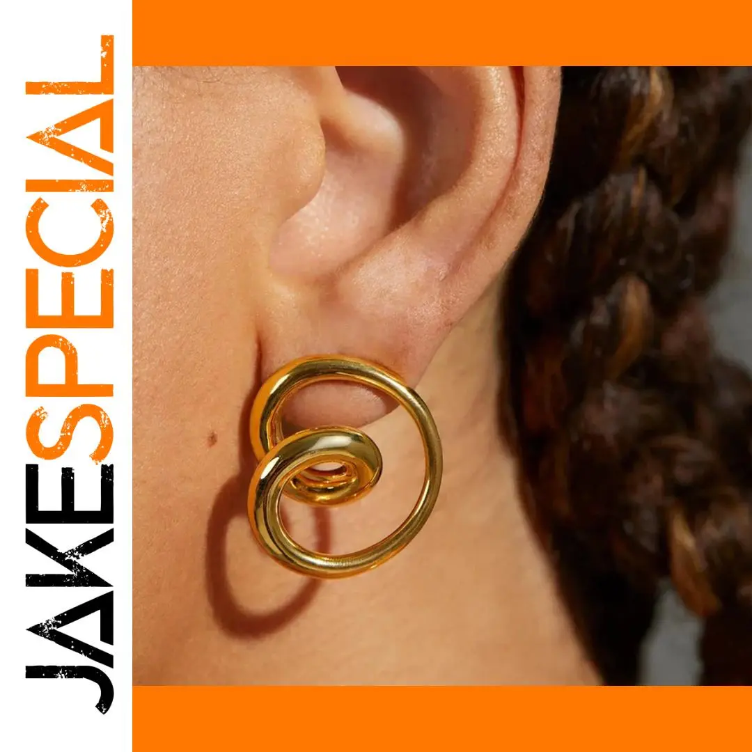 Stainless Steel Gold Spiral Hoop Earrings 1 Stainless Steel Gold Spiral Hoop Earrings
