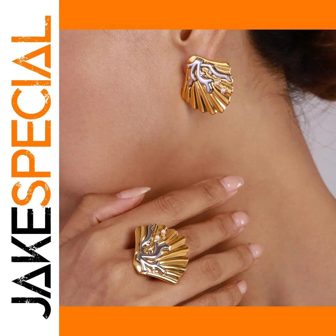 Sea-Inspired Gold Stainless Steel Earrings 1 Sea-Inspired Gold Stainless Steel Earrings