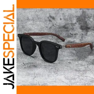 Retro Wood Grain Square Sunglasses for Men Women