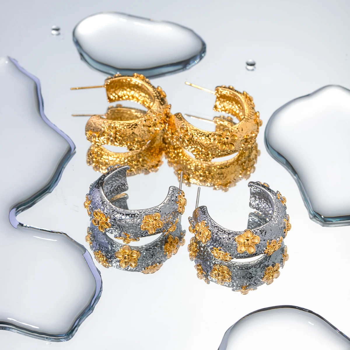 Stainless Steel Lava Flower Earrings 5 Stainless Steel Lava Flower Earrings - Image 5