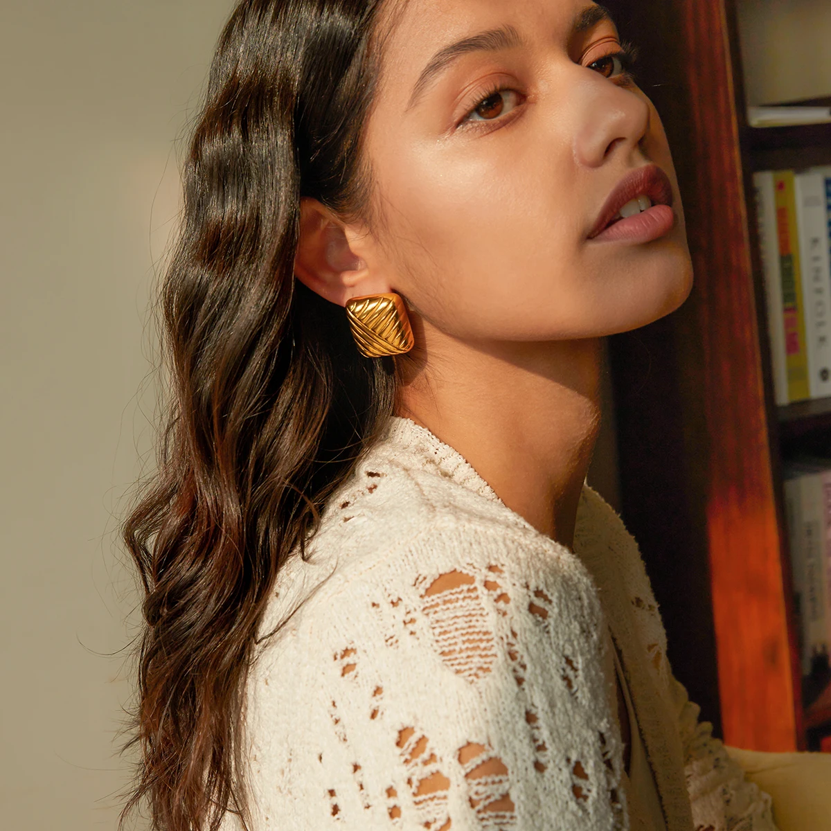 Retro Gold Stainless Steel Earrings for Women 3 Retro Gold Stainless Steel Earrings for Women - Image 3