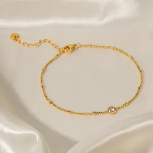 Stainless Steel Gold Anklet with Zircon Accent 8 A01aa539000c64336b3fe8a0a367cc8f63