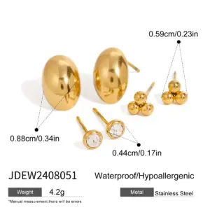 Gold Stainless Steel Elliptical Earrings Set 19 A01aaffb703d744fb8ac0026a3c9d0d64I