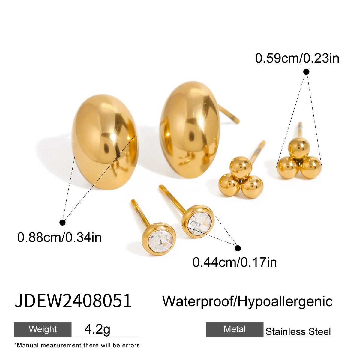 Gold Stainless Steel Elliptical Earrings Set 10 Gold Stainless Steel Elliptical Earrings Set - Image 10