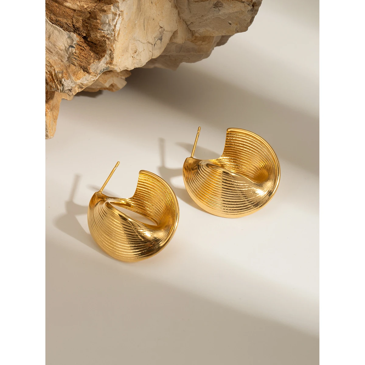 Stainless Steel Statement Hoop Earrings 3 Stainless Steel Statement Hoop Earrings - Image 3