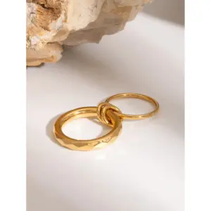 Modern Double Finger Stainless Steel Ring 10 A0944e4554a4a443cb6f121df88a8c488r