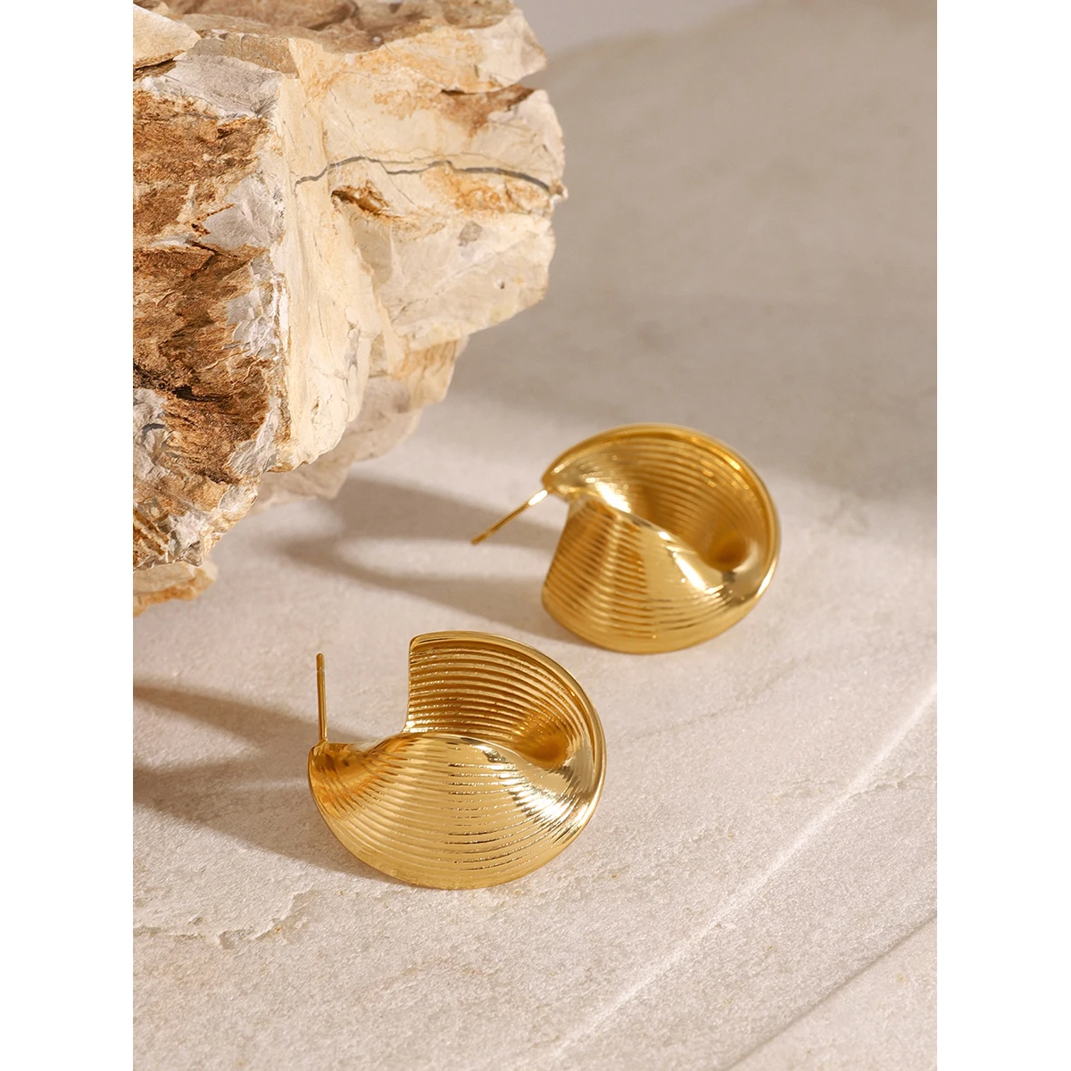 Stainless Steel Statement Hoop Earrings 2 Stainless Steel Statement Hoop Earrings - Image 2