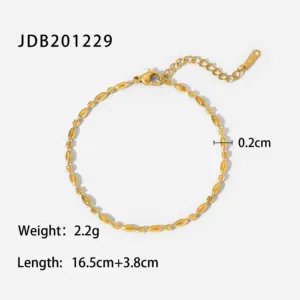 Stainless Steel Women's Gold Elliptical Bracelet 14 A0e3c4f0411dd4c8dbb2334fd6f62f069W