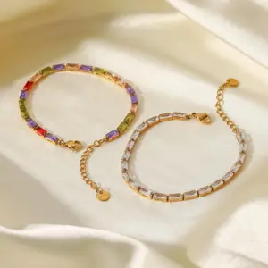 Vibrant Multi-Colored Rhinestone Stainless Steel Bracelet 9 A0f79a72489604306a7a7018ca2761813u