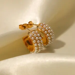 Stainless Steel Pearl Hoop Earrings 8 A104bb03dfb274605a72d910485593b5fo