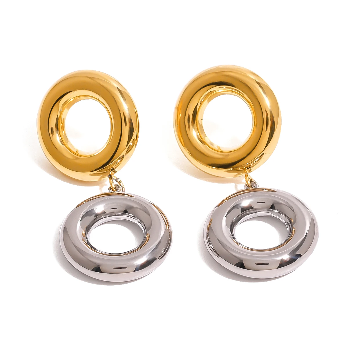Stainless Steel Circular Earrings for Women 6 Stainless Steel Circular Earrings for Women - Image 6