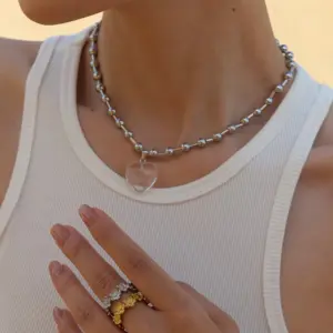 Women's Stainless Steel Gold Necklace with Beads 10 A15d2e31a207747238fc0ae3e8b1b267eF