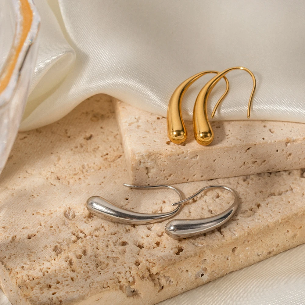 Stainless Steel Gold Hoop Earrings 2 Stainless Steel Gold Hoop Earrings - Image 2