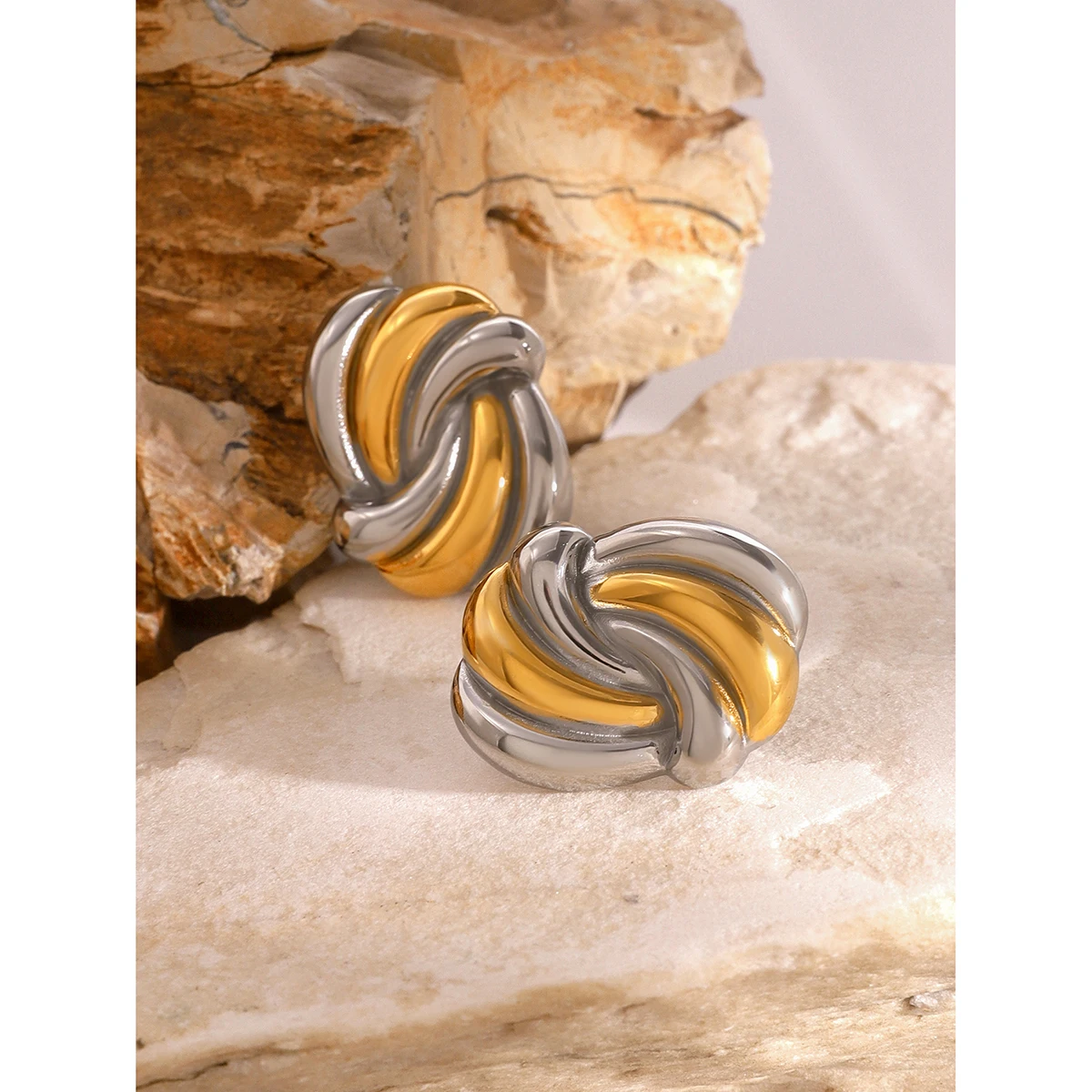 Stainless Steel Gold Square Earrings 5 Stainless Steel Gold Square Earrings - Image 5