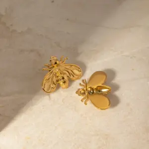 Gold Stainless Steel Bee Jewelry Pin for Women