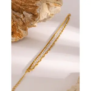 Stainless Steel Gold PVD Layered Bracelet 8 A1ff4f330b6de4d2ba23c5cad661a8e3dO
