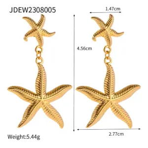 Stainless Steel Gold Starfish Earrings for Women 14 A20e454a6d97e41ee99a2390205833bd66