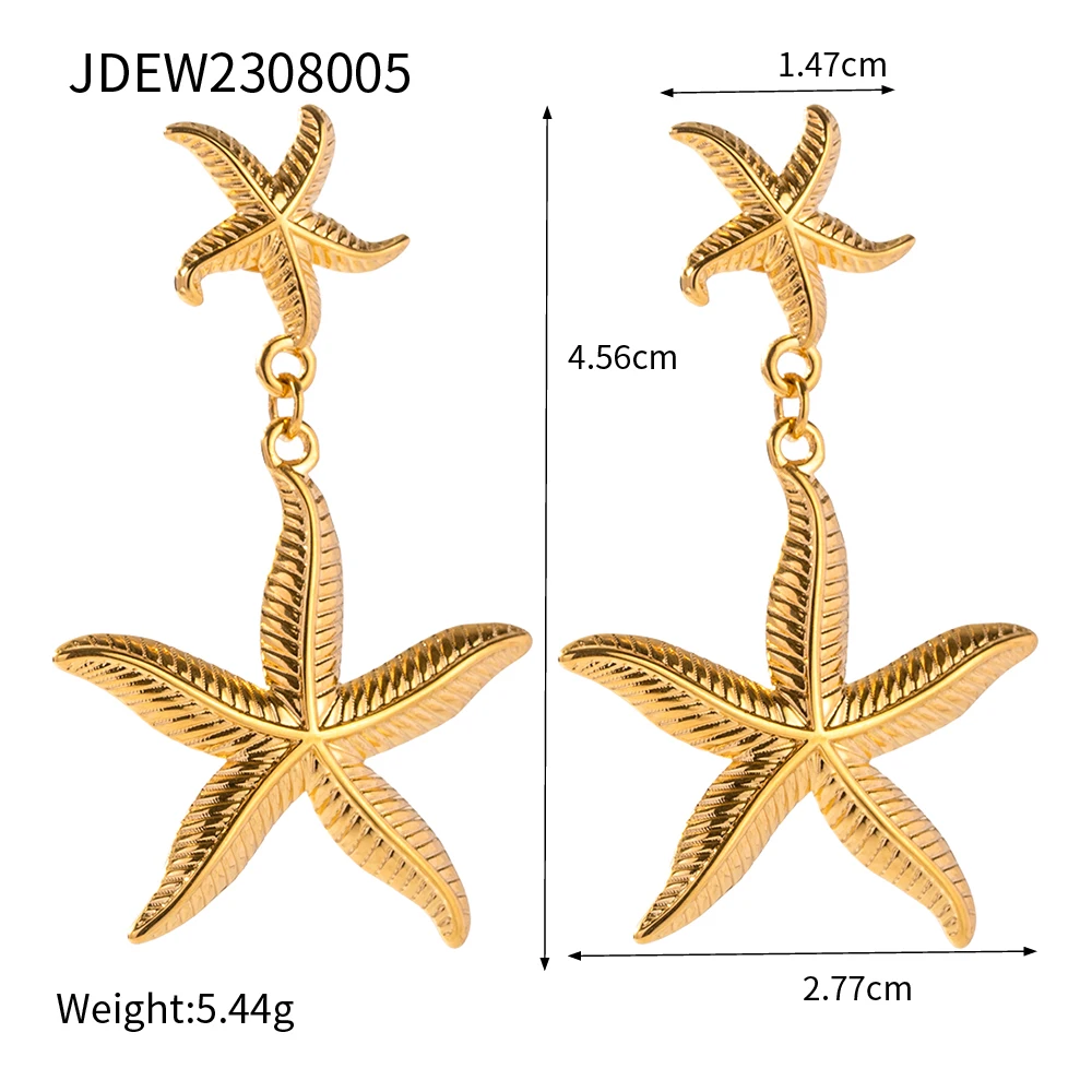 Stainless Steel Gold Starfish Earrings for Women 7 Stainless Steel Gold Starfish Earrings for Women - Image 7