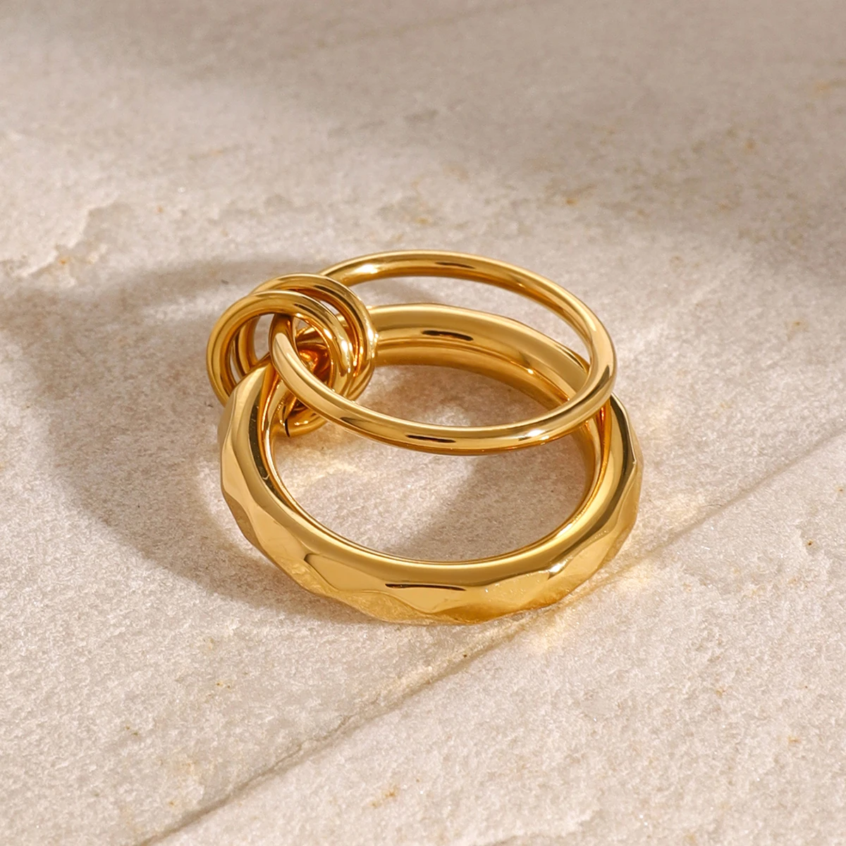 Modern Double Finger Stainless Steel Ring 2 Modern Double Finger Stainless Steel Ring - Image 2