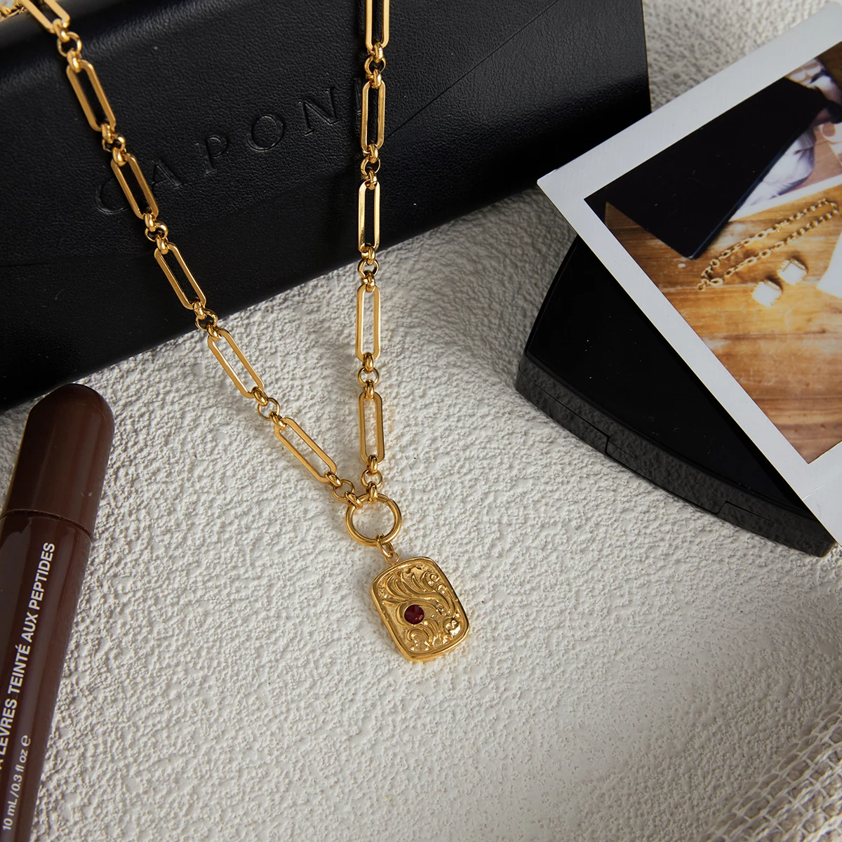 Elegant Gold-Tone Floral Stainless Steel Necklace 6 Elegant Gold-Tone Floral Stainless Steel Necklace - Image 6