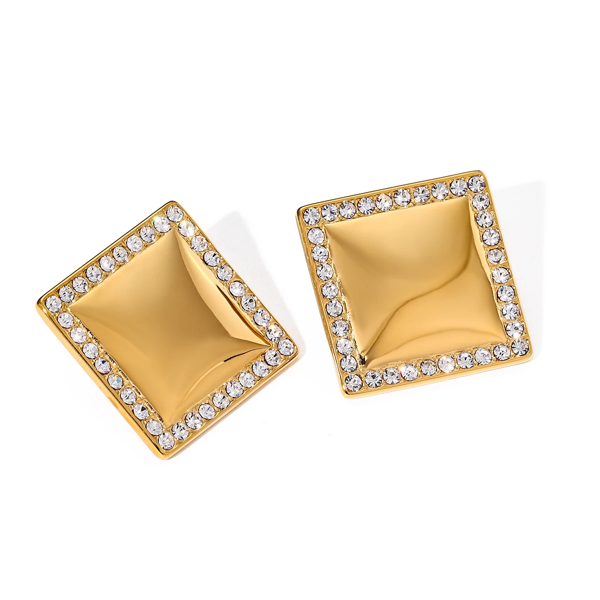 Stainless Steel Gold Square Earrings for Women 5 Stainless Steel Gold Square Earrings for Women - Image 5