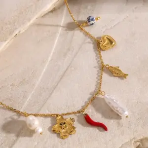 Gold Stainless Steel Mosaic Charm Necklace for Women 7 A273db50d56094a249d980592b33c0c2fV