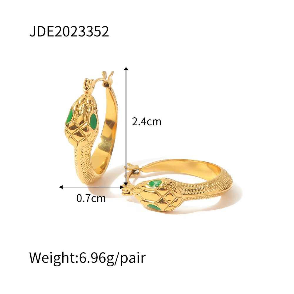 Stainless Steel Gold Snake Hoop Earrings 6 Stainless Steel Gold Snake Hoop Earrings - Image 6