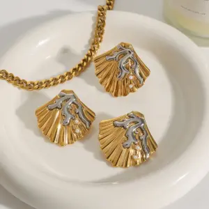 Sea-Inspired Gold Stainless Steel Earrings 10 A294256323f534f1386f9de4f964c381db