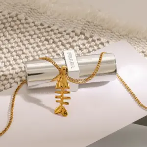 Stainless Steel Fishbone Pendant Necklace 12 A2e9e8c22ad8446279aeedaa967859b42a