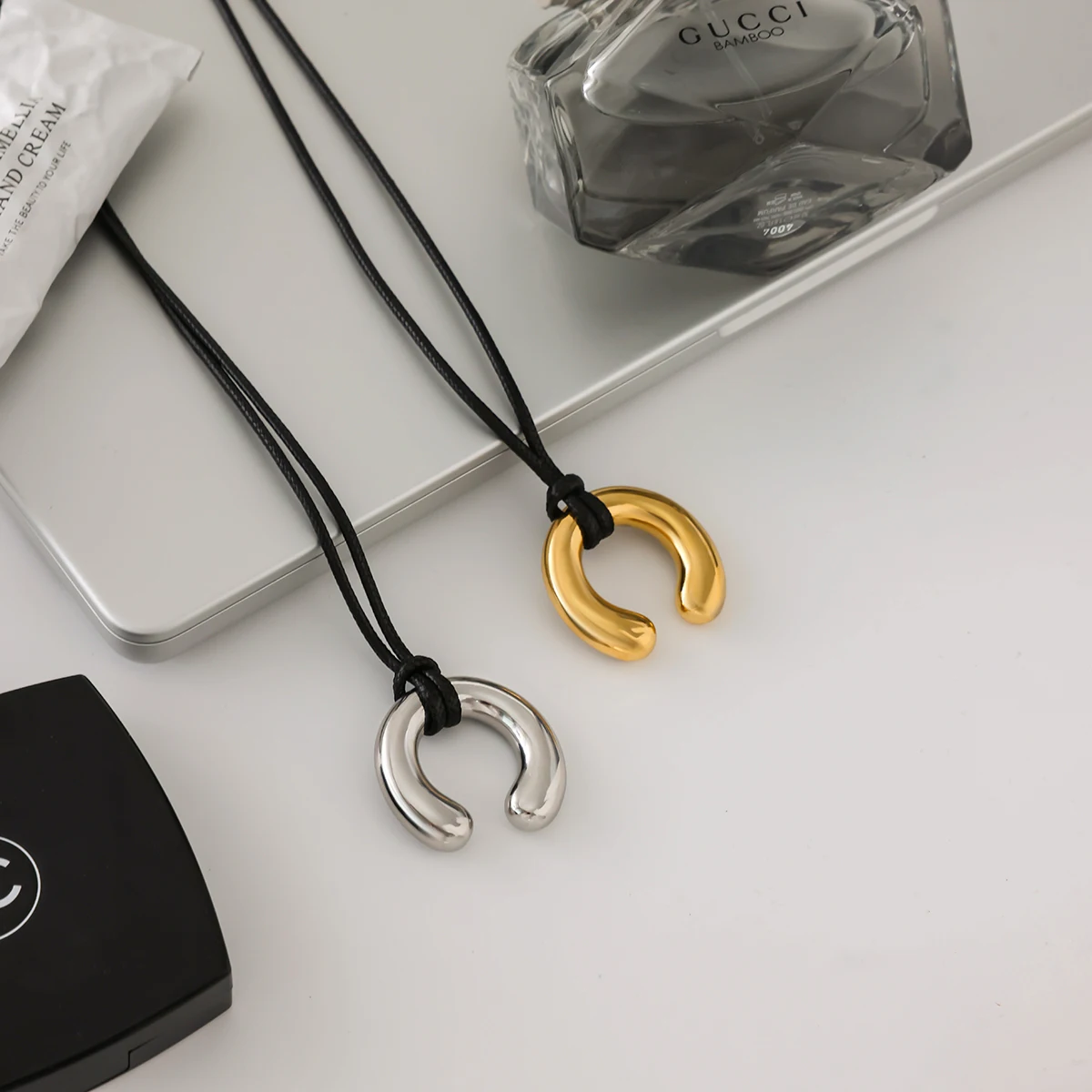 Stainless Steel Gold Horseshoe Necklace 5 Stainless Steel Gold Horseshoe Necklace - Image 5