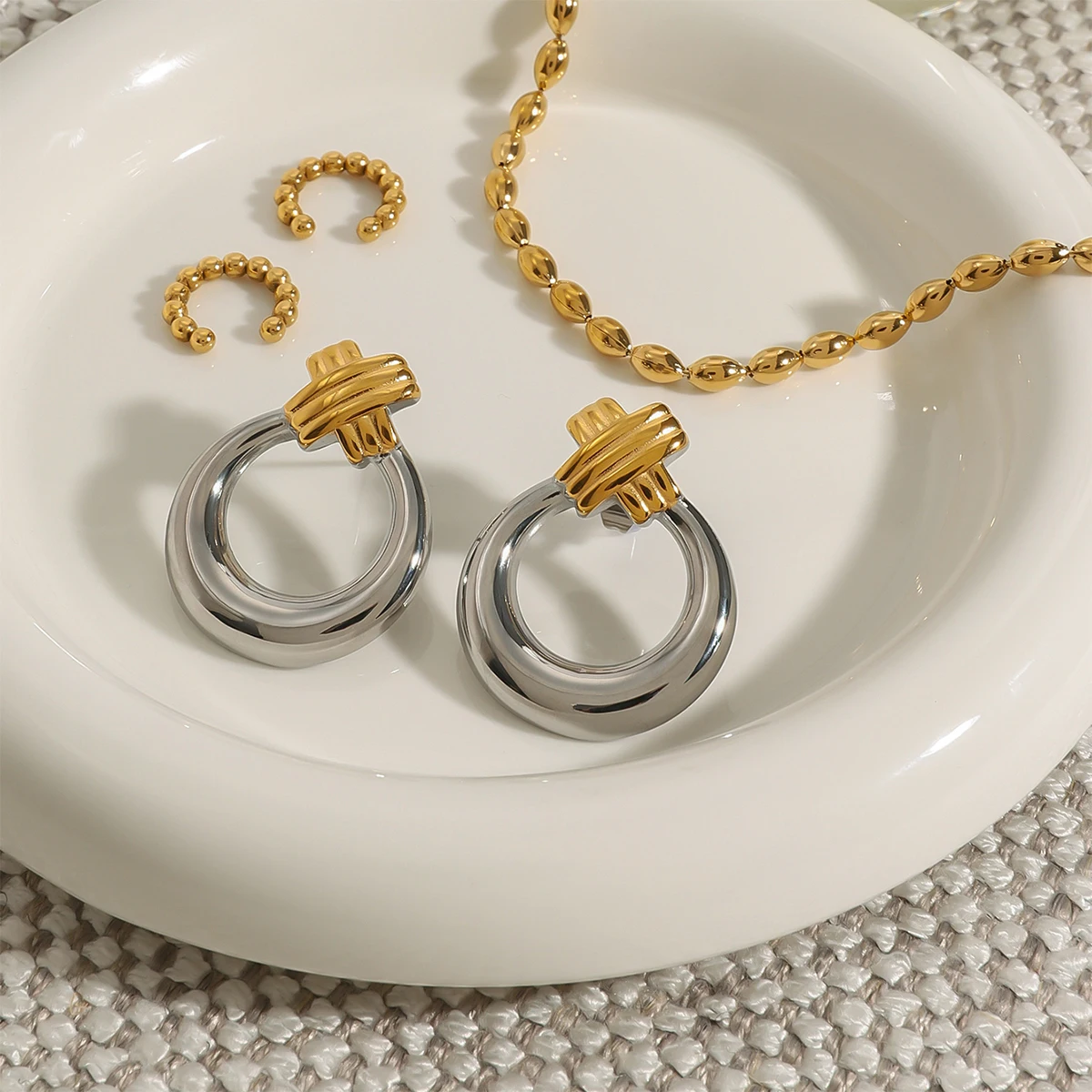 Vintage Stainless Steel Gold Knot Earrings 6 Vintage Stainless Steel Gold Knot Earrings - Image 6