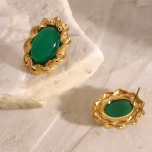 Vintage Stainless Steel Oval Cabochon Earrings 12 A327170f494e543f3b5d33ac40690c5240