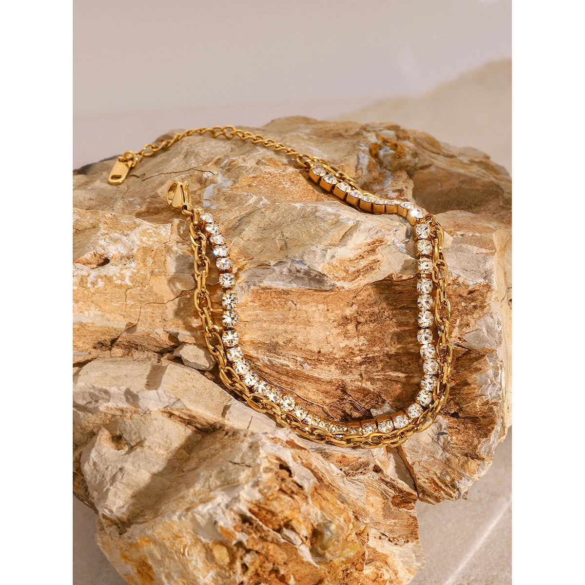 Stainless Steel Gold PVD Layered Bracelet 4 Stainless Steel Gold PVD Layered Bracelet - Image 4